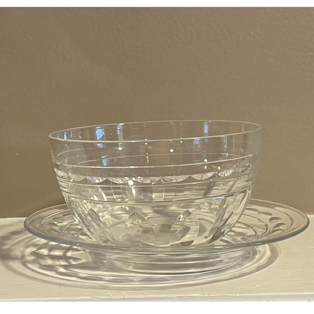 Vintage Clear Glass Bowl & Plate, Set of 3